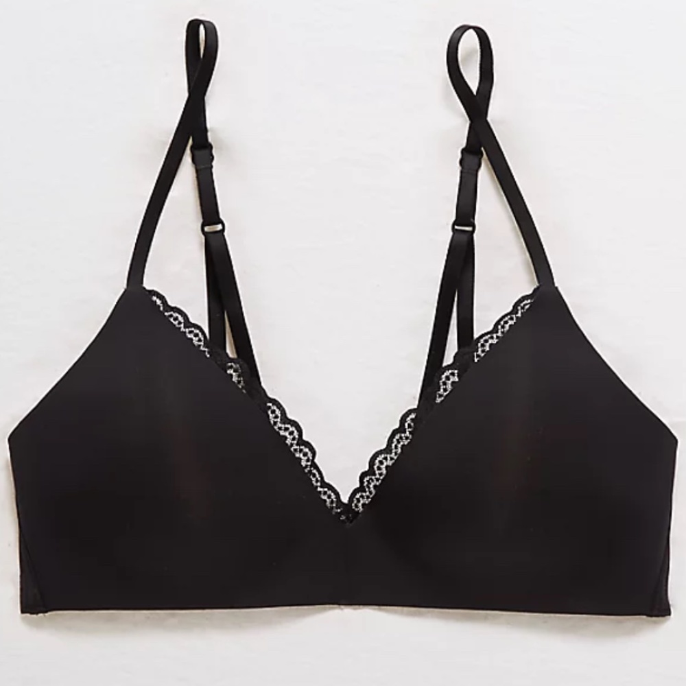 Aerie Real Happy Wireless Lightly Lined Bra Black 36B